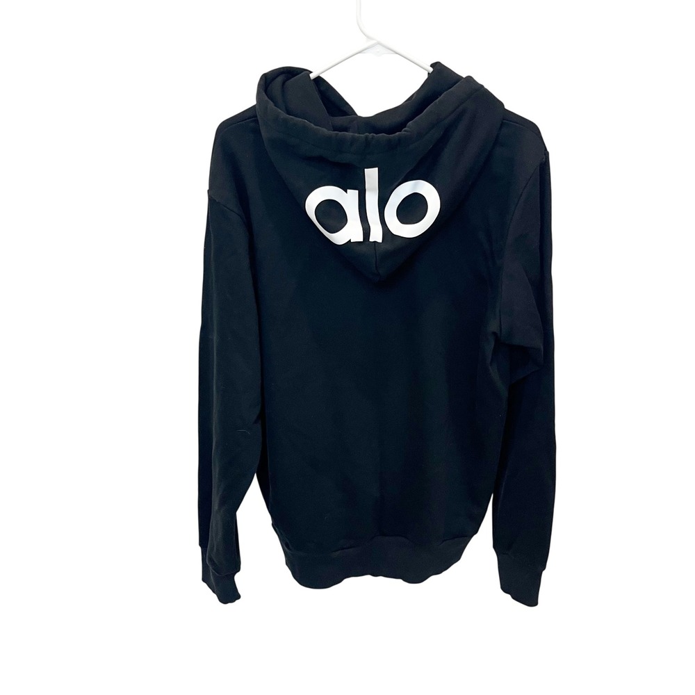 Alo Yoga Womens Caliber Hoodie Black Hooded Sweatshirt Athleisure Size Large